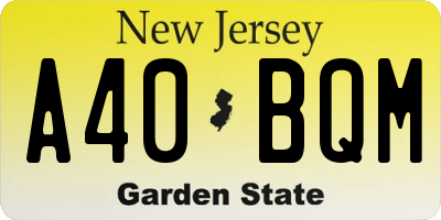 NJ license plate A40BQM