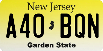 NJ license plate A40BQN