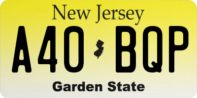 NJ license plate A40BQP
