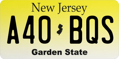 NJ license plate A40BQS