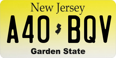 NJ license plate A40BQV