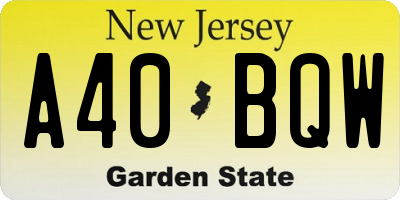 NJ license plate A40BQW