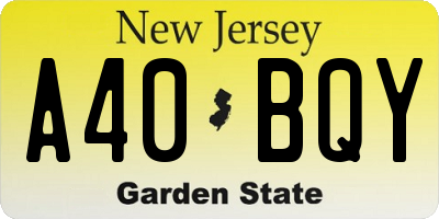 NJ license plate A40BQY