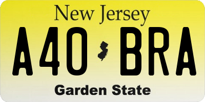 NJ license plate A40BRA