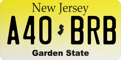 NJ license plate A40BRB