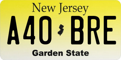 NJ license plate A40BRE