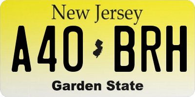 NJ license plate A40BRH