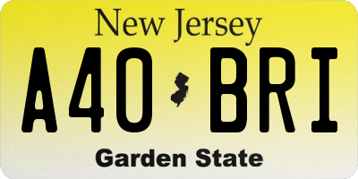 NJ license plate A40BRI