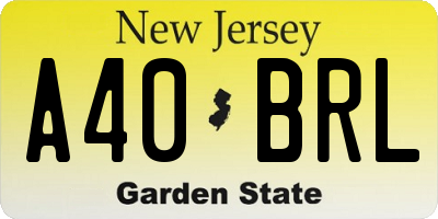 NJ license plate A40BRL
