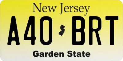 NJ license plate A40BRT