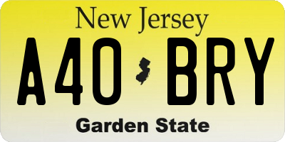 NJ license plate A40BRY