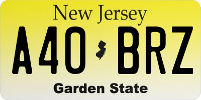 NJ license plate A40BRZ
