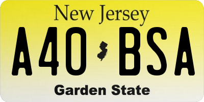 NJ license plate A40BSA