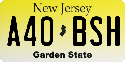 NJ license plate A40BSH