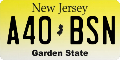 NJ license plate A40BSN