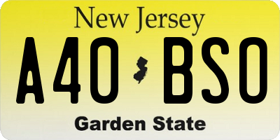 NJ license plate A40BSO