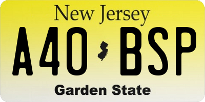 NJ license plate A40BSP