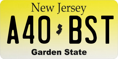 NJ license plate A40BST