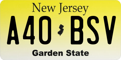 NJ license plate A40BSV