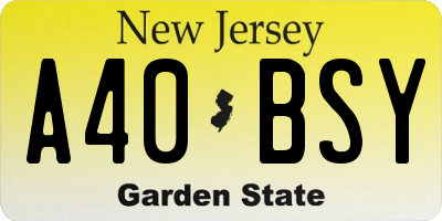 NJ license plate A40BSY