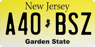 NJ license plate A40BSZ