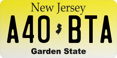 NJ license plate A40BTA