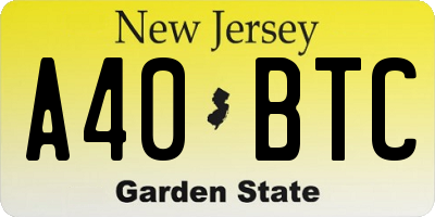 NJ license plate A40BTC