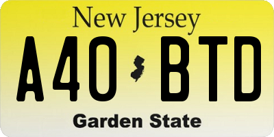 NJ license plate A40BTD