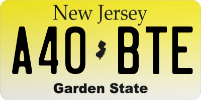 NJ license plate A40BTE
