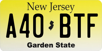 NJ license plate A40BTF