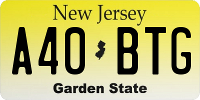 NJ license plate A40BTG