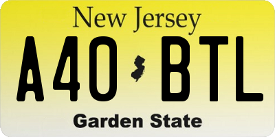 NJ license plate A40BTL