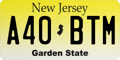 NJ license plate A40BTM