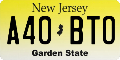 NJ license plate A40BTO