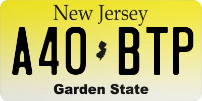 NJ license plate A40BTP