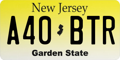 NJ license plate A40BTR