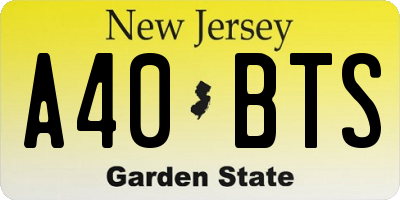 NJ license plate A40BTS