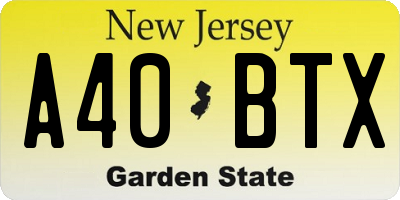 NJ license plate A40BTX