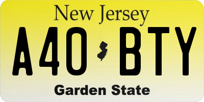 NJ license plate A40BTY