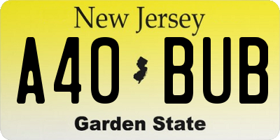 NJ license plate A40BUB