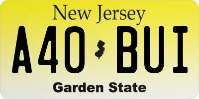 NJ license plate A40BUI
