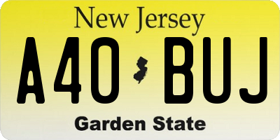 NJ license plate A40BUJ