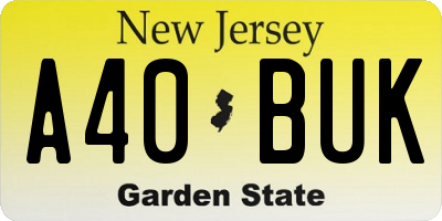 NJ license plate A40BUK