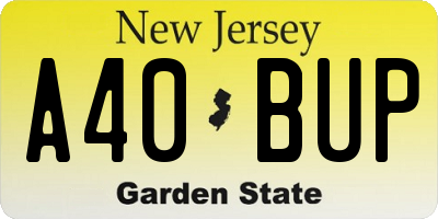NJ license plate A40BUP
