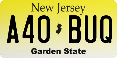 NJ license plate A40BUQ