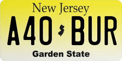 NJ license plate A40BUR