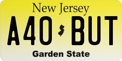 NJ license plate A40BUT