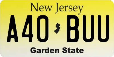NJ license plate A40BUU