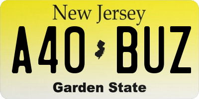 NJ license plate A40BUZ