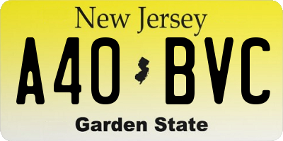 NJ license plate A40BVC